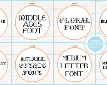 Traditional Cross Stitch Font Pack - 8 Assorted Fonts - Cross Stitch Pattern PDF Instant Download