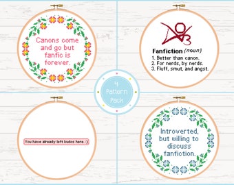 Funny Fanfic - Fandom - Ao3 - Cross Stitch Pattern Pack PDF Instant Download