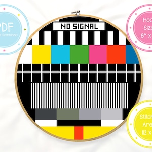 No Signal Retro Television Screen Symbol Funny Cross Stitch Pattern PDF Instant Download