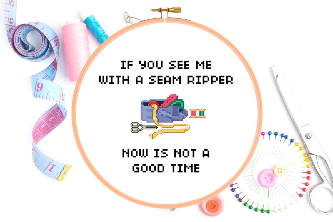 Funny Sewing Seam Ripper Crafting Meme Cross Stitch Pattern PDF Instant