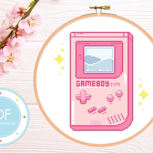 Cute Pink Console Kawaii Pastel Gamer Cross Stitch Pattern PDF Instant Download
