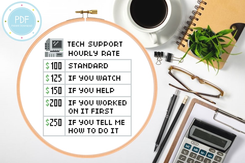 Tech Support Hourly Rate Funny Helpdesk Cute Geek and Etsy