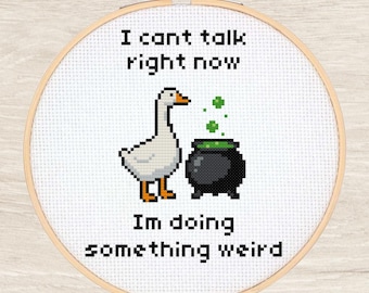 Goose Cross Stitch Pattern – Cauldron with Funny Quote
