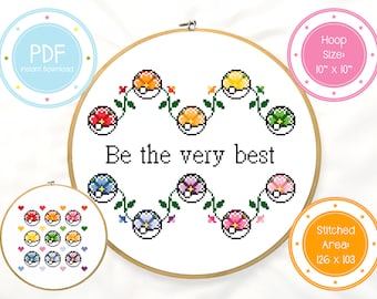 Be the Very Best Floral Inspired Cute and Colorful Cross Stitch Pattern PDF Instant Download