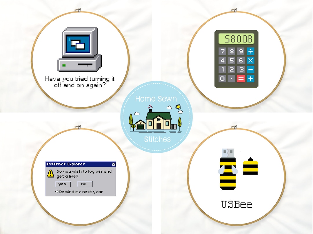 Nerd and Geek Funny Computer Four Pack of Cross Stitch Patterns PDF ...
