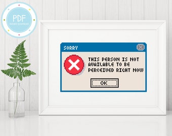 Funny Windows 98 Error Cross Stitch Pattern (PDF Download)