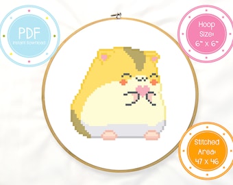 Cute Hamster With Love Heart Animal Cross Stitch Pattern PDF Instant Download