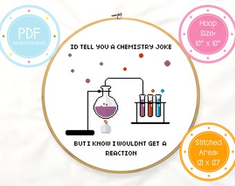 Funny Chemistry Pun Science Laboratory Cross Stitch Pattern PDF Instant Download