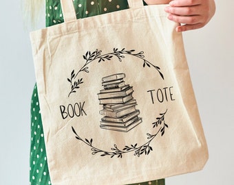 4 Buch Tote Designs - PNG, SVG, JPG Digitaler Download, ästhetische Tragetasche, Blumenbuch, Cottagecore Tasche, Bücherwurm Merch, Geschenke für Leser