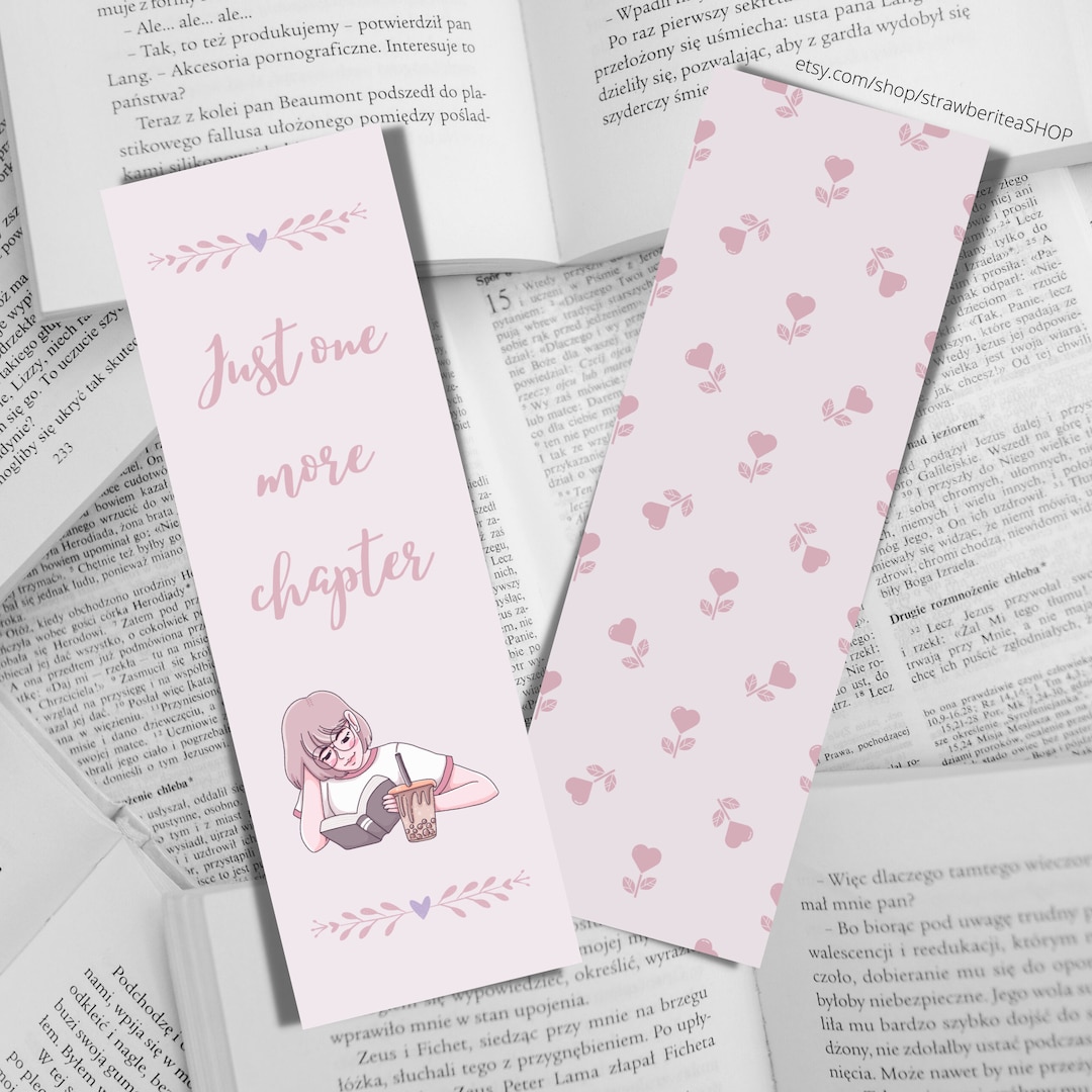 One More Chapter Printable Bookmarks - Pretty Pink and Purple Bookmark ...