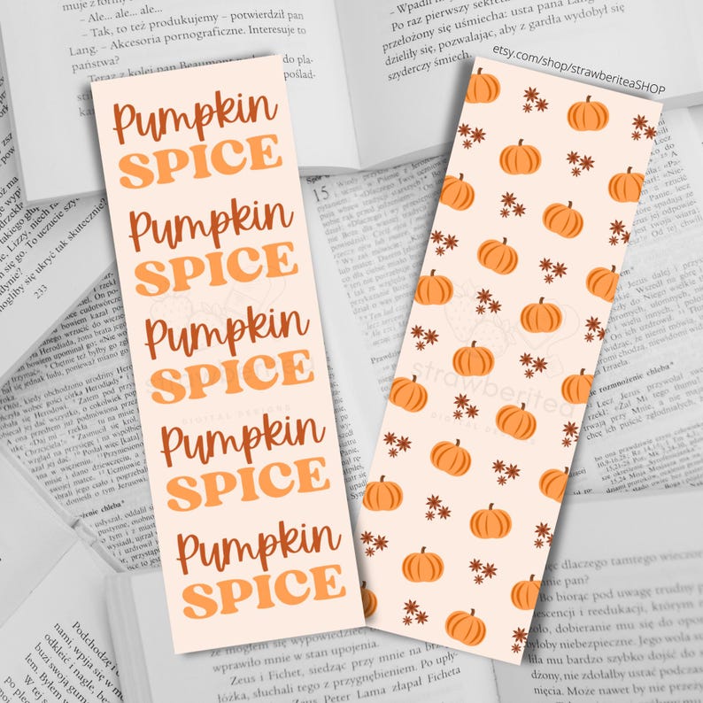 Pumpkin Spice Printable Bookmarks PNG & PDF Fall Autumn Coffee Cozy ...