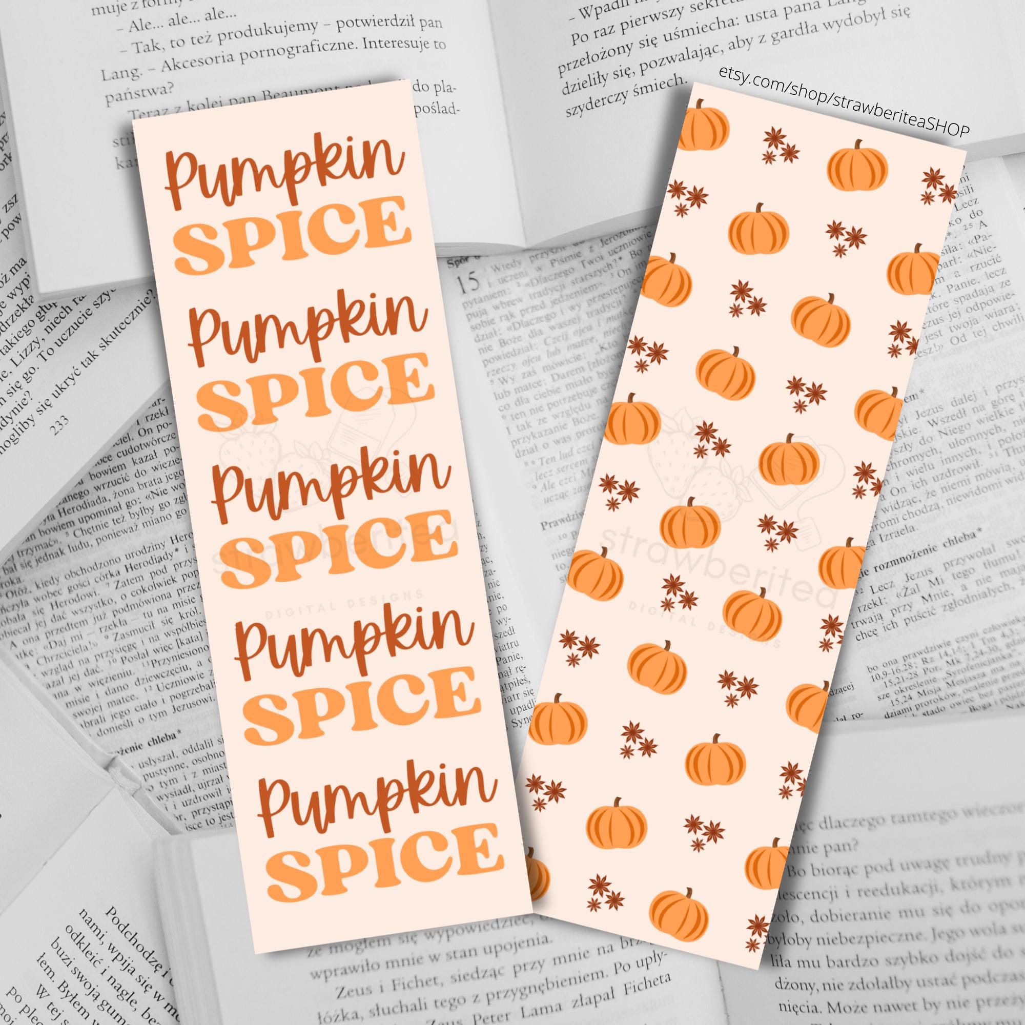 Pumpkin Spice Printable Bookmarks - PNG & PDF - Fall Autumn Coffee Cozy ...