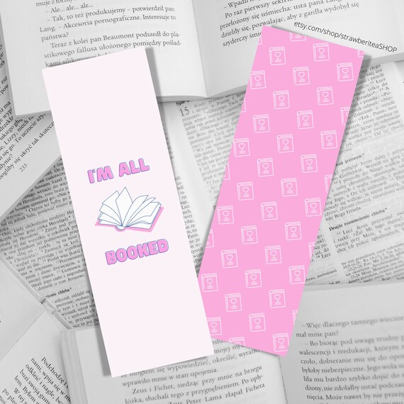 I'm All Booked Pink Printable Bookmarks Bookish Gifts | Etsy