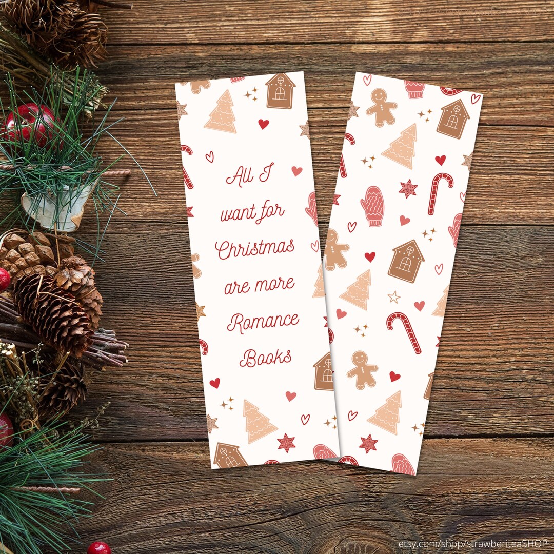 Christmas Romance Printable Bookmarks Holiday Bookmark, Bookstagram Props, Gifts for Readers ...