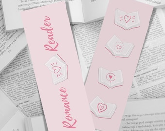 Romance Reader Printable Bookmarks (Cute Kawaii Bookmark, Bookish Gift, Romance Reader Print, Gifts for Readers, Pink Printable Bookmark)