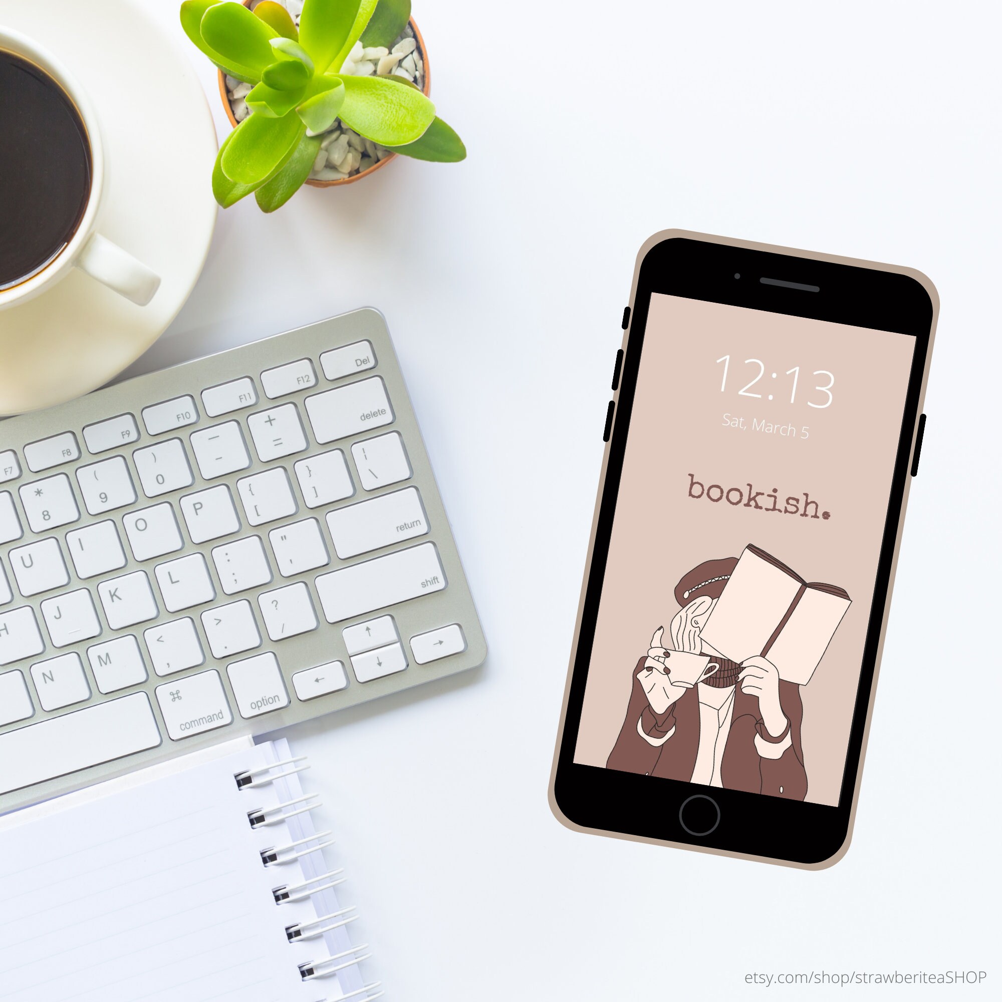 Bookish Phone Wallpaper Minimal Phone Wallpaper,