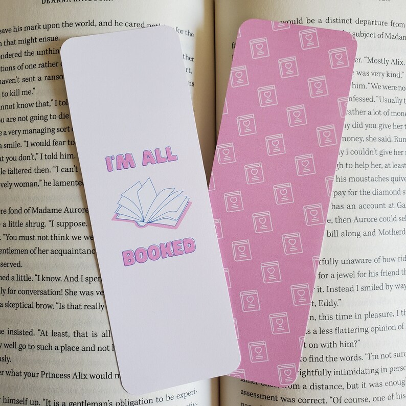 I'm All Booked Pink Printable Bookmarks - Bookish Gifts, Gifts for ...