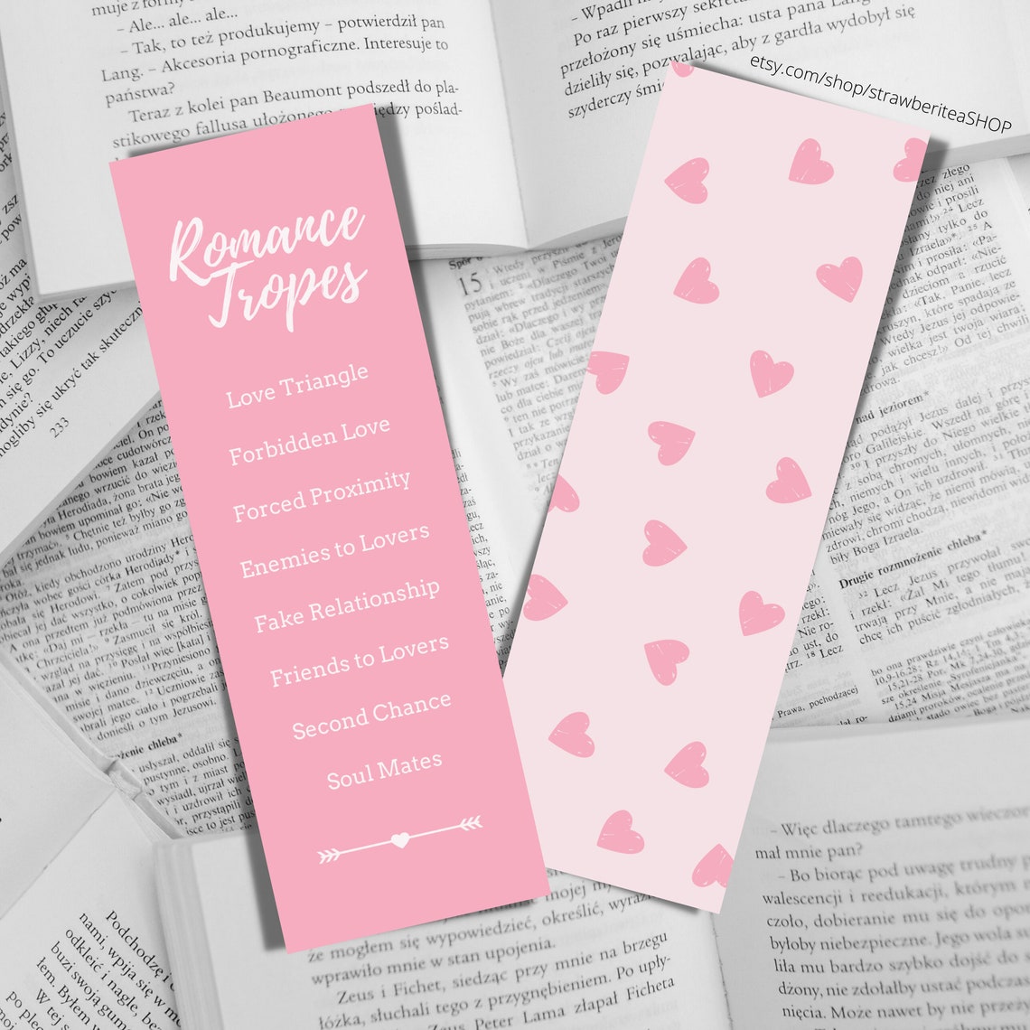 Romance Tropes Pink Printable Bookmarks Valentine's Day Gift ...
