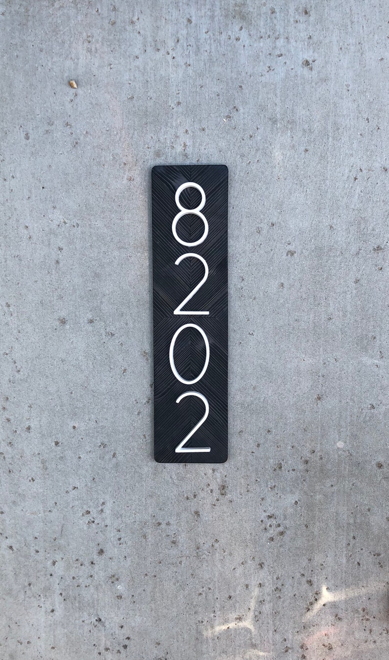 House number plaque Vertical House Numbers Modern House Etsy
