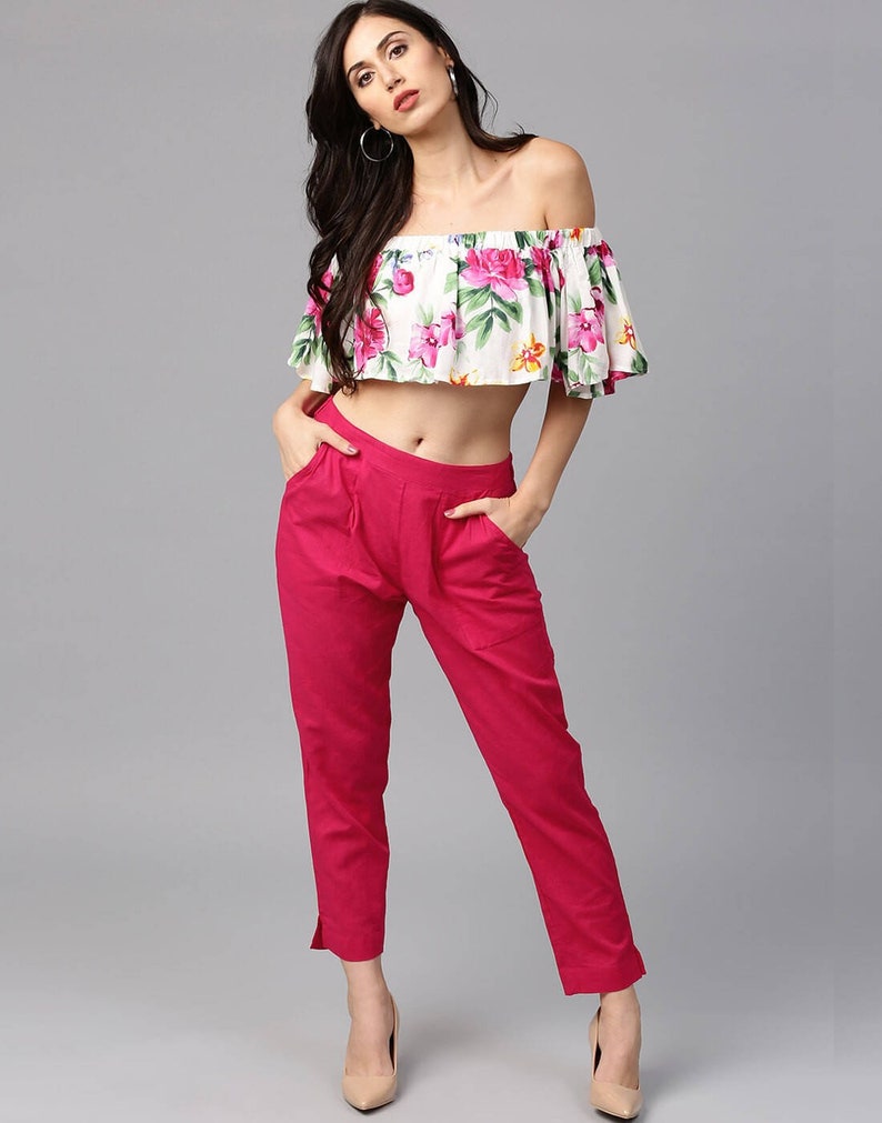 Women pants ON SALE Comfortable pants Casual pants Pocket pants Cotton pants Pink pants Elastic waist pants Cotton pants for women