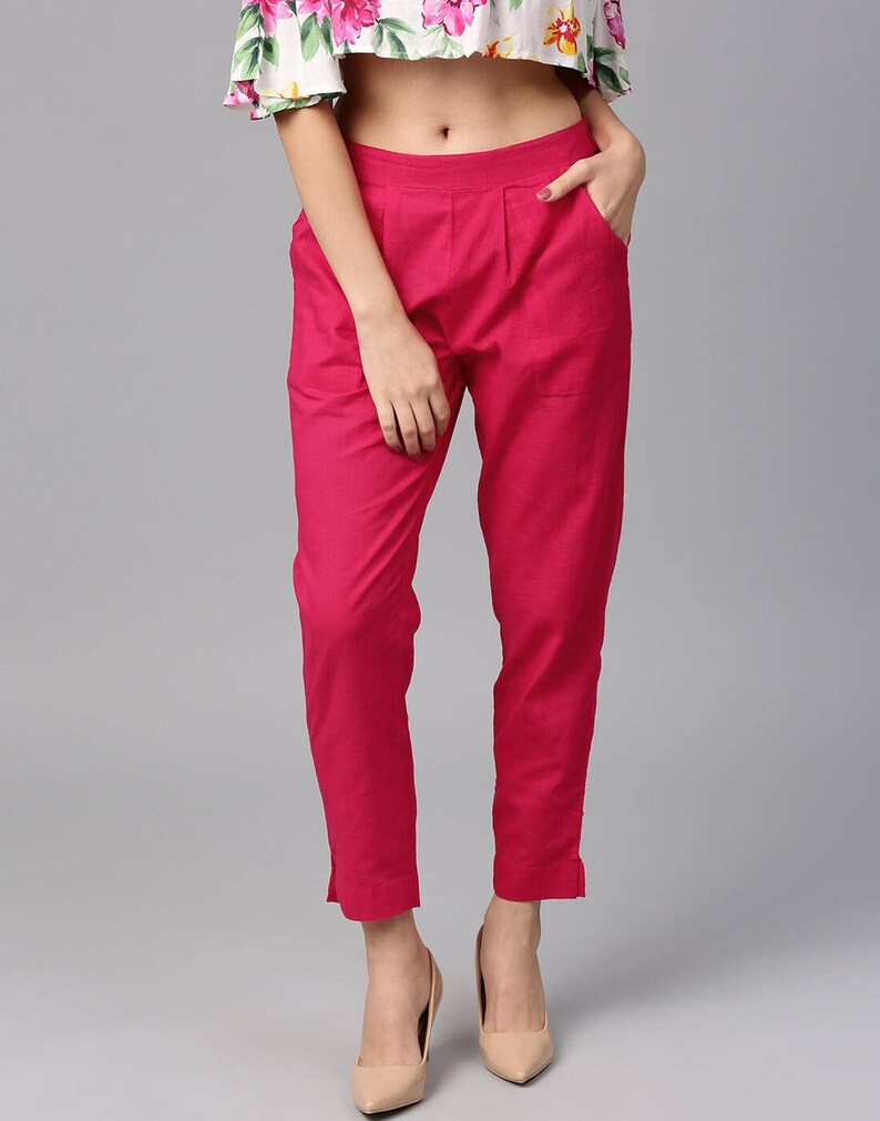 Women pants ON SALE Comfortable pants Casual pants Pocket pants Cotton pants Pink pants Elastic waist pants Cotton pants for women