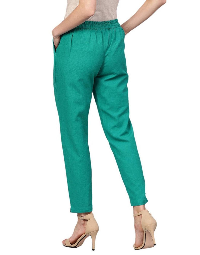 Cotton pants Casual pants Elastic waist pants with pocket Women pants Turquoise blue cotton pants Comfortable cotton pants Green pants