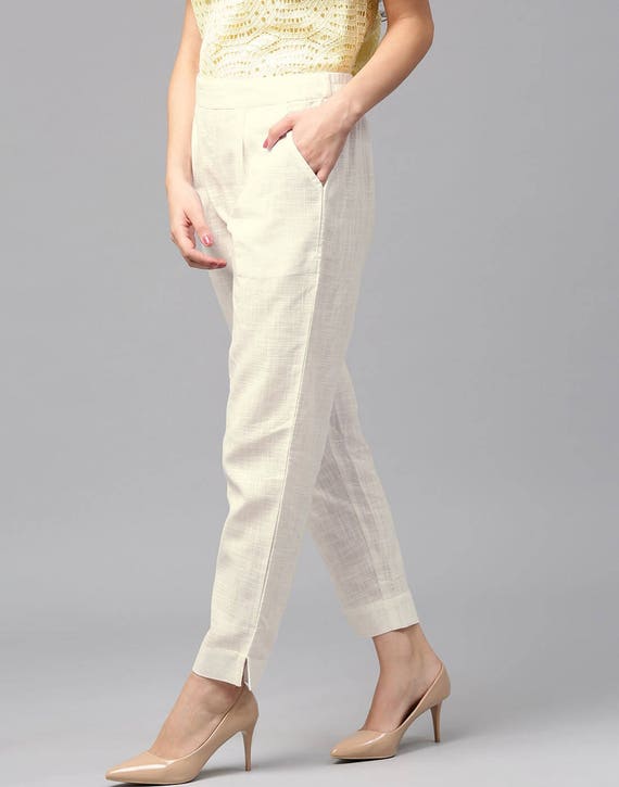 white cotton pants