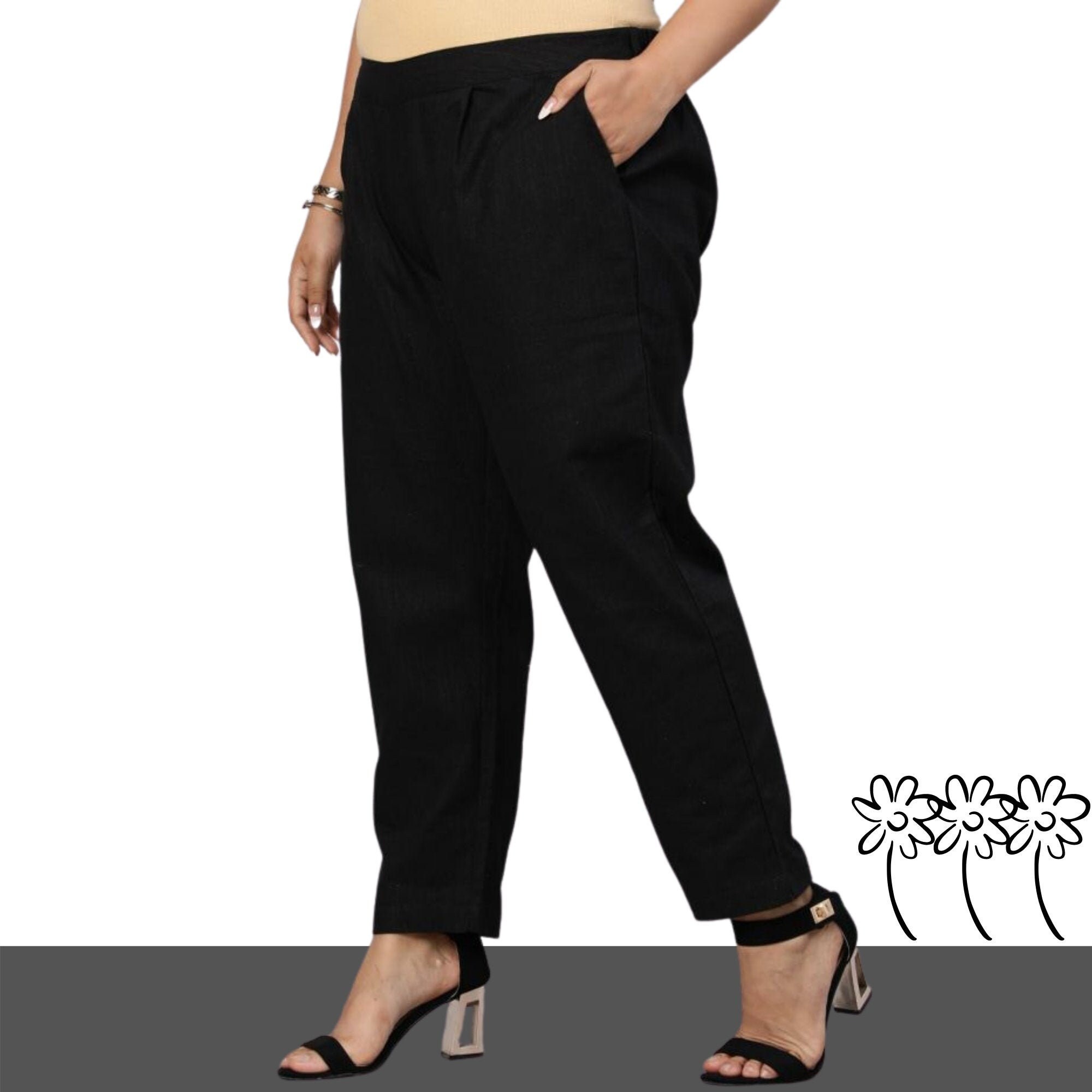 plus size black pants with pockets