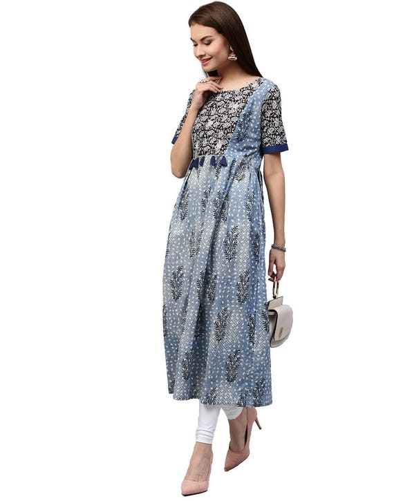 blue ethnic dress