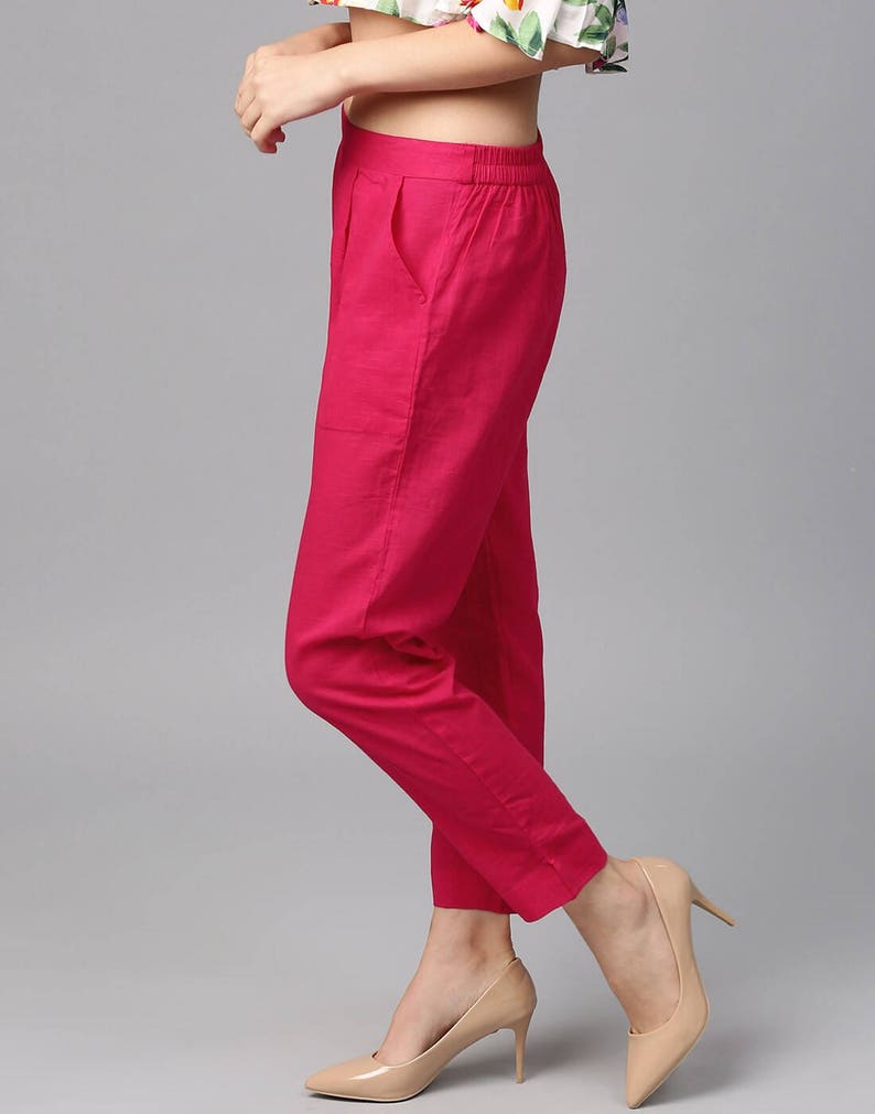 Women pants ON SALE Comfortable pants Casual pants Pocket pants Cotton pants Pink pants Elastic waist pants Cotton pants for women