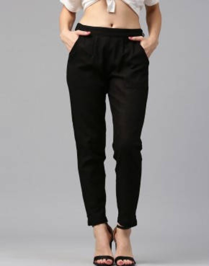 Elastic waist pants with pockets Buy 2 get 1 FREE Khadi cotton pants Casual pants Women pants Cotton pants Khadi pants Black pants