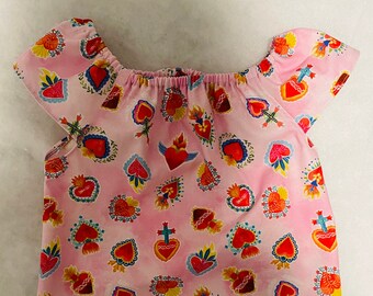 Sacred heart top. Peasant toddler top. Colorful top. Latin toddler top.