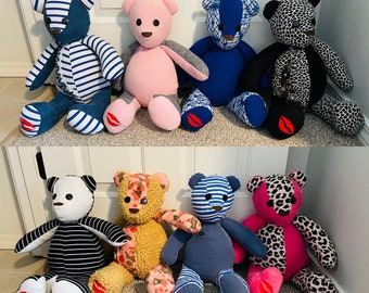 Memory Bear, Memory bear made with loved ones clothing, Memorial bear from clothing, Baby memorial gift, Memory Keepsake, Memory bear shirt