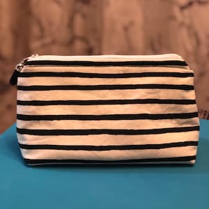 handmade makeup bag. Stripped makeup bag. Stripped pouch. rifle paper co