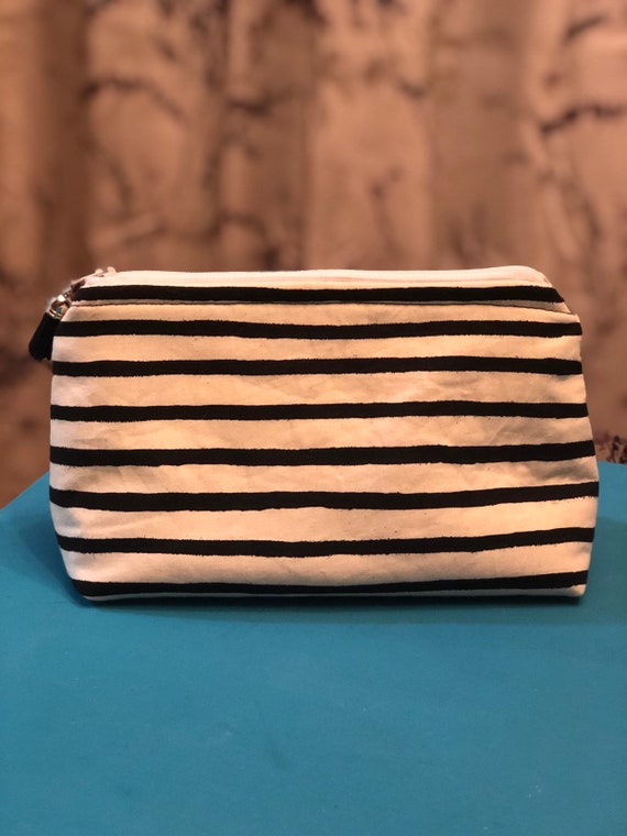 handmade makeup bag. Stripped makeup bag. Stripped pouch. rifle paper co