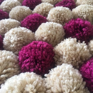 Pompom rug. Handmade rug. Home decor. Colorful rug