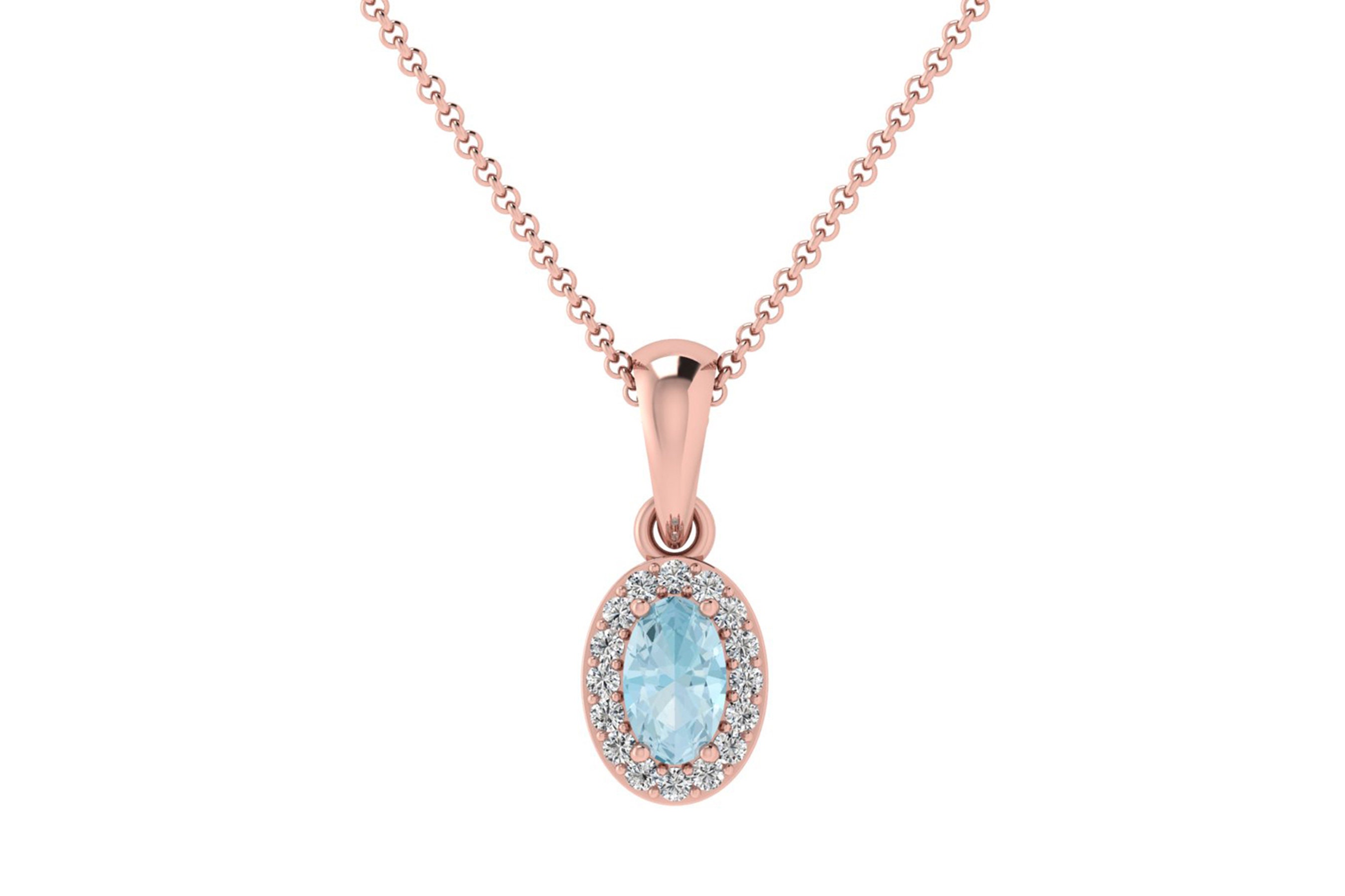 Rose gold aquamarine necklace Clearance