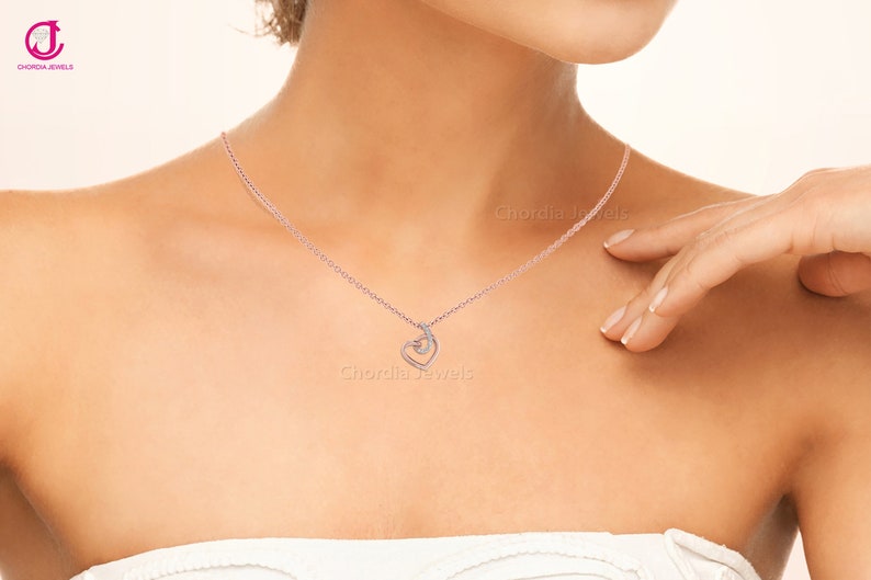 Birthstone Pendant IGI Certified 14k Rose Gold Diamond Pendant Easter/'s Day With Silver Chain Heart Shape Pendant Statement Jewelry