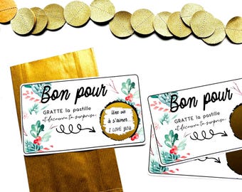 Bon à gratter de Noël, carte/ticket à gratter personnalisable cadeau surprise/annnonce