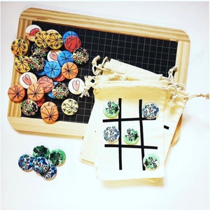 Personalized humor travel tic-tac-toe game from drawings or texts (Christmas gift, Father&#39;s Day, etc.)