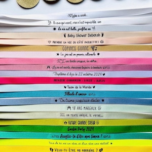Simple personalized satin ribbon bracelet (bachelorette party, wedding, birthday, communion, conference, etc.). personalized fabric bracelet guest gift