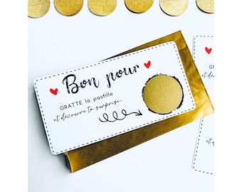 Carte à gratter, bon pour à gratter personnalisable cadeau surprise/annnonce tarif dégressif (saint Valentin, surprise, anniversaire…)