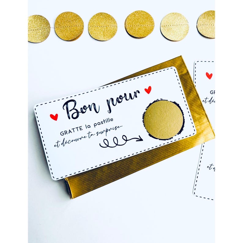 Carte à gratter, bon pour à gratter personnalisable cadeau surprise/annnonce tarif dégressif (saint Valentin, surprise, anniversaire…) image 1