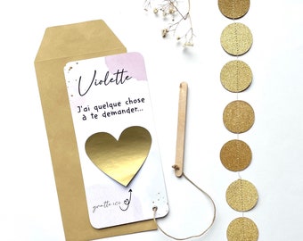 Bon pour à gratter, ticket/Carte à gratter pour demande de TEMOIN, DEMOISELLE D'HONNEUR, et autres annonces joyeuses