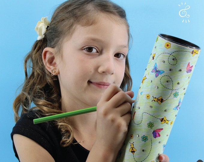 DIY Musical Rainstick Kit for girls, Girls Craft Kits, DIY Activity kit,  Girls Coloring Spring Butterflies & Bees, Gift for Girls