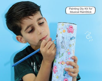 Kinder Ausmalen Meer Tiere Kit, Paint Kit für Kinder, DIY Musical Regenstick Kit für Jungs, Kinder Bastelset, DIY Aktivität Kit Meer Kreaturen