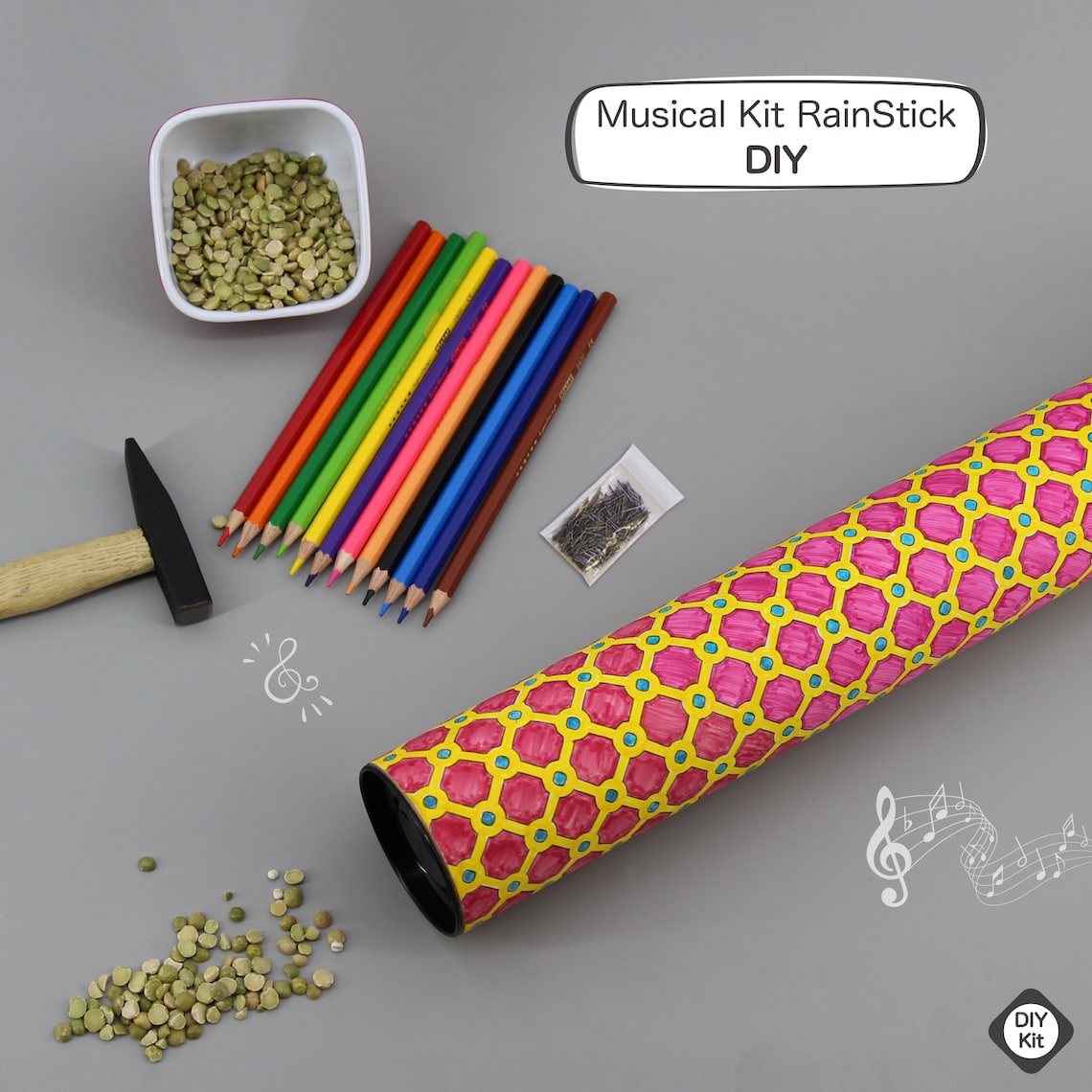 DIY Musical Rainstick Kit for Kids, Kids Craft Kits, DIY Activity Kit