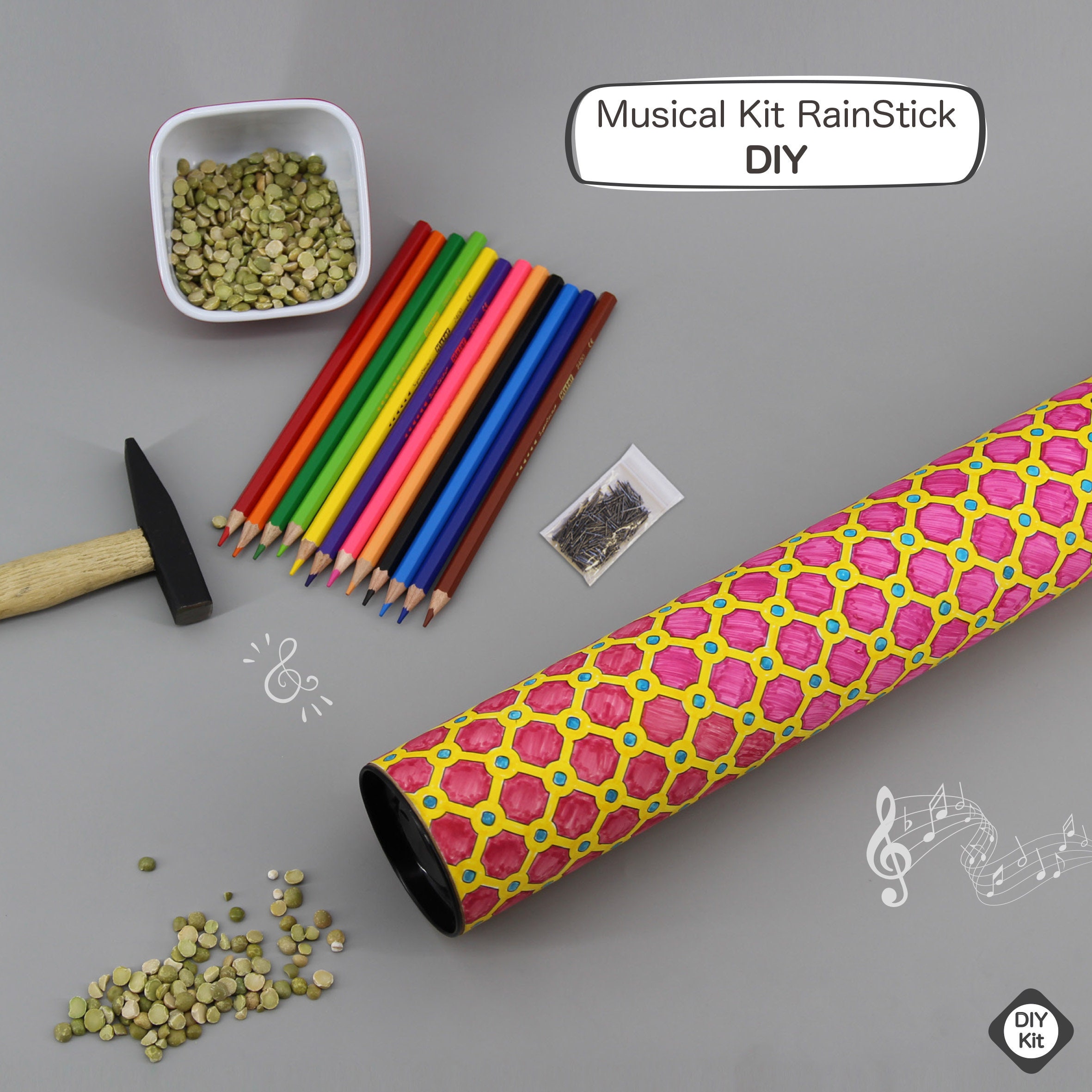 DIY Musical Rainstick Kit for Kids, Kids Craft Kits, DIY Activity Kit