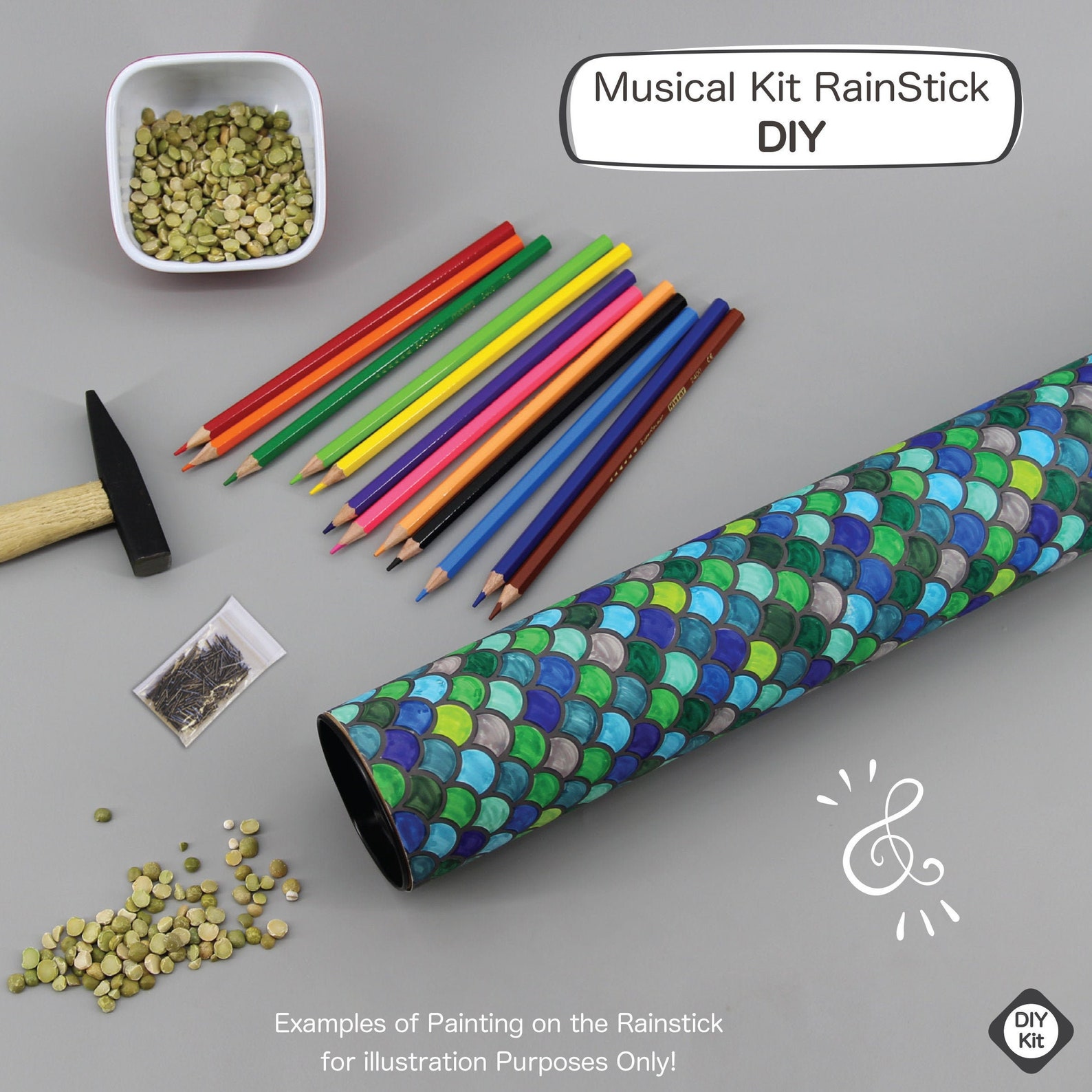 DIY Musical Rainstick Kit for Kids, Kids Craft Kits, Diy Activity Kit