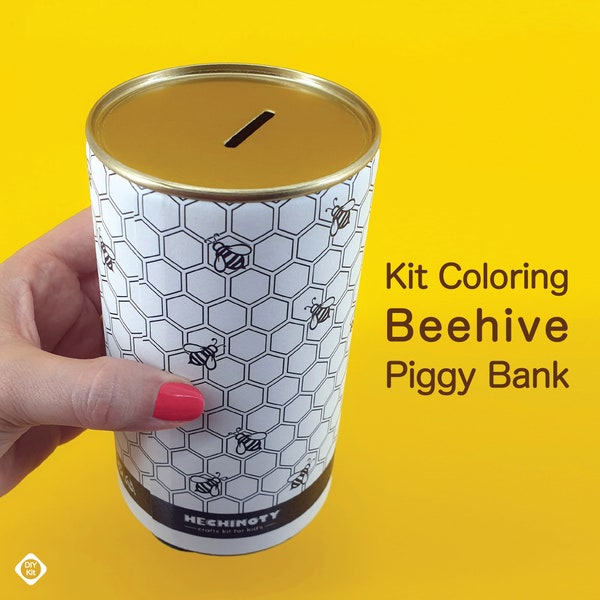 Making Piggy Bank for kid, Beehive money saving box, Coloring Patterns Kit , Gifts for boy, piggy bank for kids, kid money box